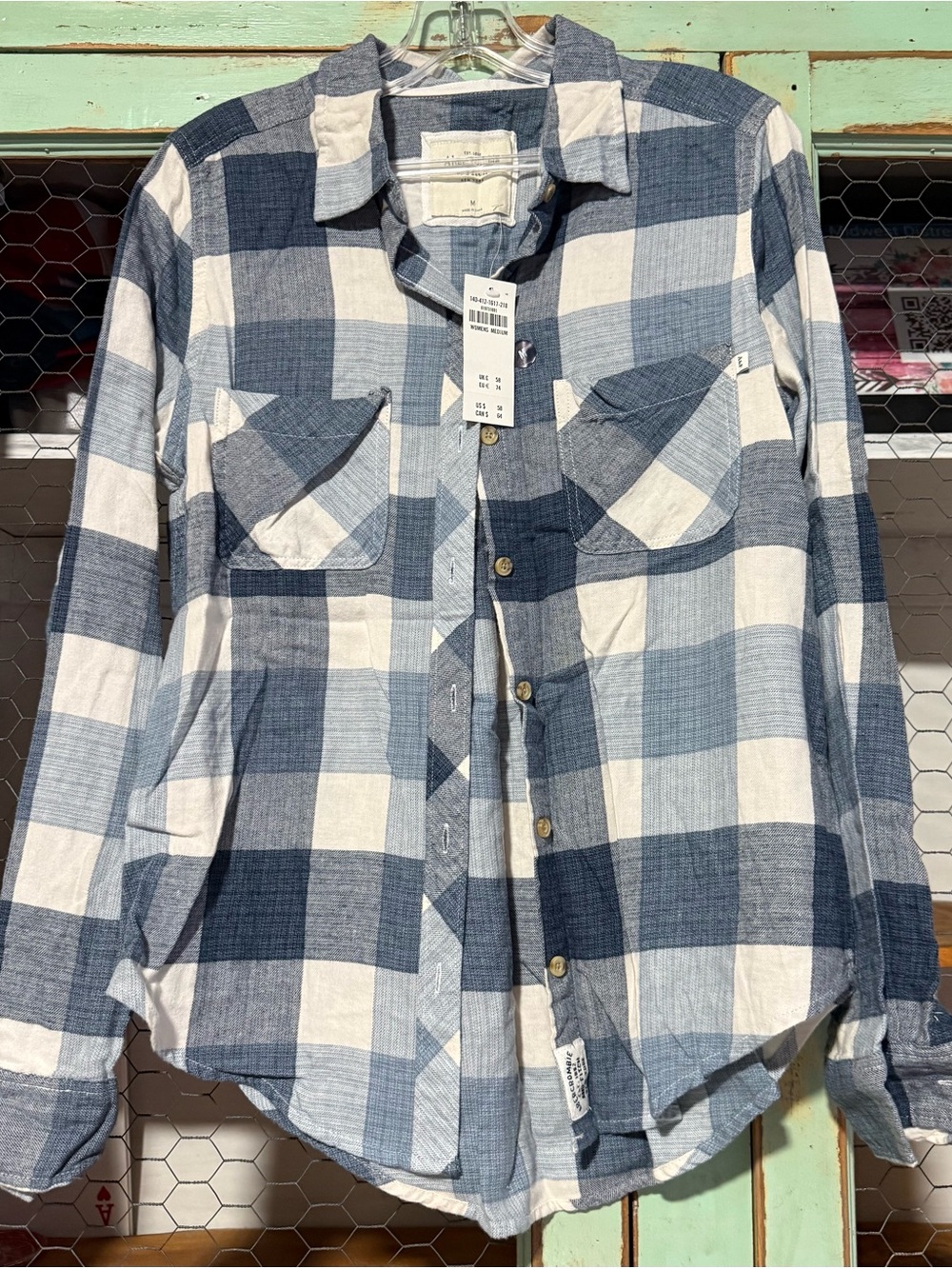 Abercrombie & Fitch Blue and White Plaid Button-Down Shirt
